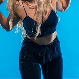 Sexy 2 piece Jogger Curdory Co-Ord Set. (Denim Blue)